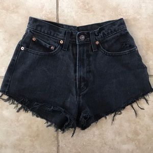 Black high waisted denim cutoff shorts